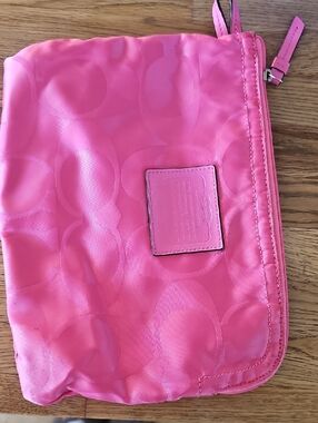 Coach Hot Pink Signature Nylon Wristlet